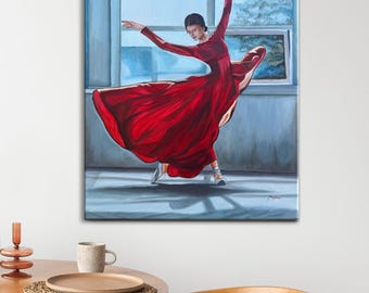 Ballet Dancer Oil Painting: Impressionistic Realism, Original Oil Painting-18'x24'