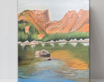 Original Lakeview Oil Painting on Canvas, Serene Landscape Art - Etsy