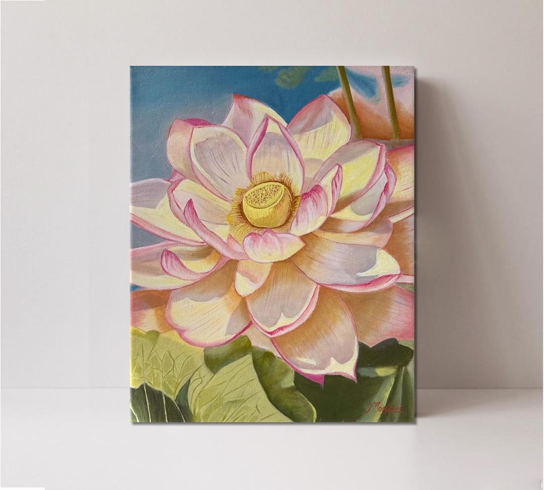 Original Lotus Oil Painting on Canvas: Modern Realistic Spiritual ...