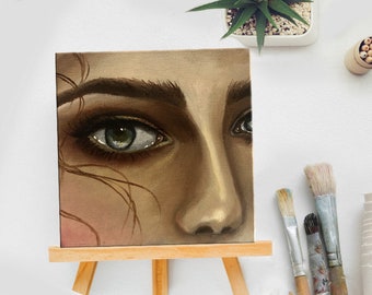 Realistic Eye | Oil painting | Painting on canvas | Small painting | Table decor | Gift idea