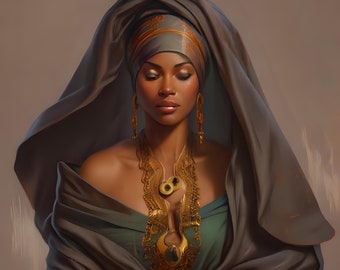 Beautiful Black Women, Black Art, Printed