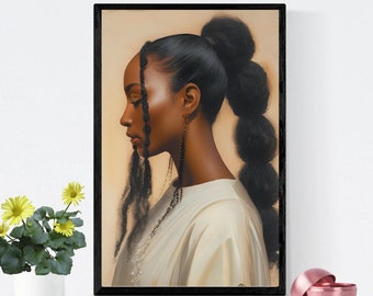 Beautiful Black Woman Portrait, Natural Hair, Print