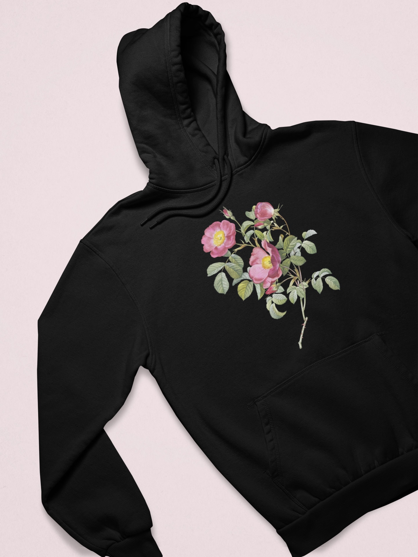 Unisex Floral Hoodie Aesthetic Floral Print Sweatshirt 