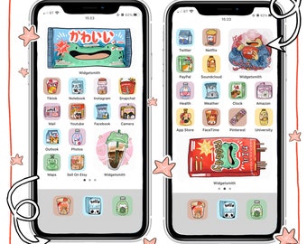 Kawaii Snacks App Icon Set (iOS 14 & Android)