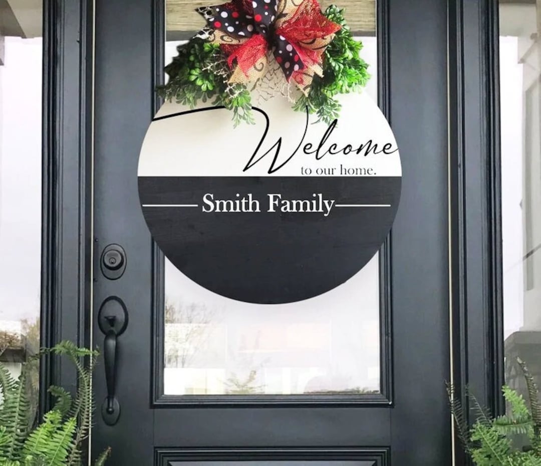 Personalized Front Door Decor | Welcome | Family Door Hanger | Year ...