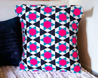 Geometric Pattern Needlepoint Cushion,Decorative pillow, Bargello pillow,Decorative cushion for sofa,New Home gift,Free UK Delivery