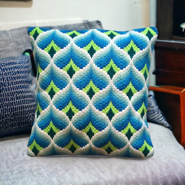 Contemporary 3D Bargello Needlepoint Cushion, Decorative Throw Pillow, Decorative Cushion for sofa, new home gift, Tapestry cushion