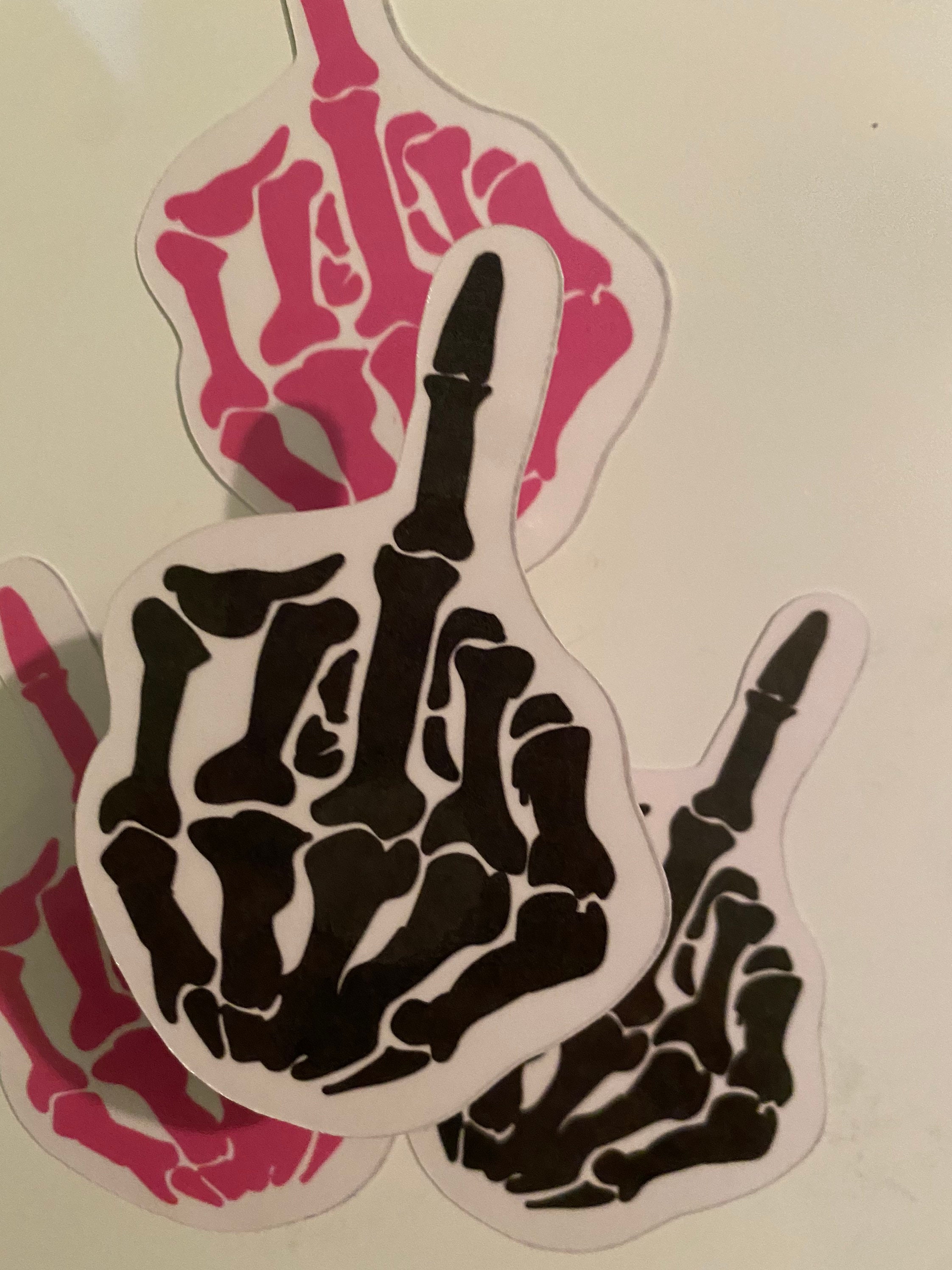 Skeleton Middle Finger Sticker Skeleton Middle Finger Sticker, Skeleton Middle Finger, Sticker, Pink ...