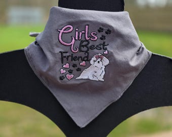 Girl's Best Friend Embroidered Pet Bandana