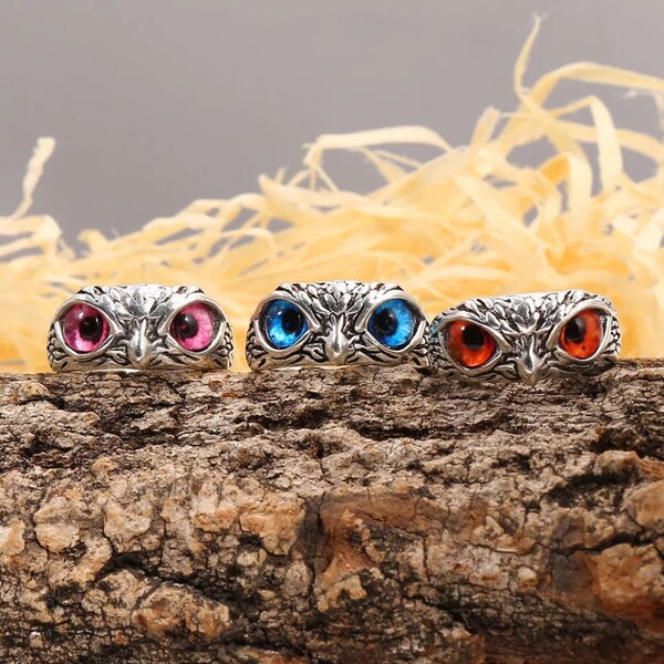 Owl’s Eyes Adjustable Ring Fashionable Handmade Owl Ring Adorable Colors Fits All Finger Sizes Great Gift Idea Same Day Shipping