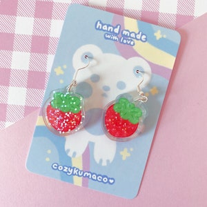 Kawaii Strawberry Holographic Earrings