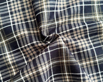 Navy Blue and Gray Plaid 42" Wide 100% Cotton Snuggle Flannel Fabric - Sold by the Yard