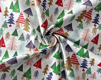 Multicolored Christmas Trees 44" Wide 100% Cotton Quilting Fabric - Sold By The Yard