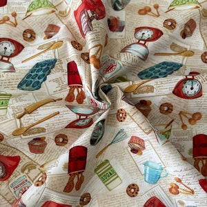 Cooking Recipes and Kitchen Gadgets 44" Wide 100% Cotton Novelty Quilting Fabric - Sold by Fat Quarter, 1/2 Yard and Yard