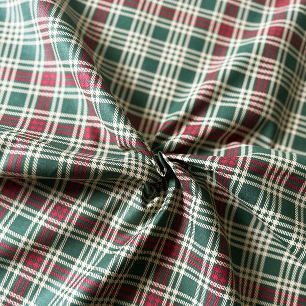 Green and Red Christmas Plaid 44" Wide 100% Cotton Quilting Fabric - Sold by Fat Quarter , 1/2 Yard and Yard