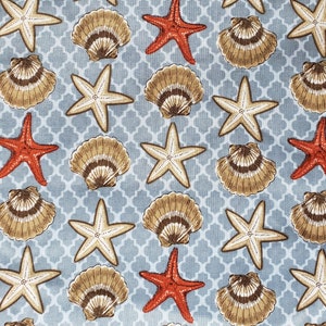 Beach Seashells 43&quot; Wide 100% Cotton Quilting Fabric - 1 Yard