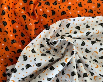 Halloween Black Cats and Moons 43" Wide 100% Cotton Quilting Fabric