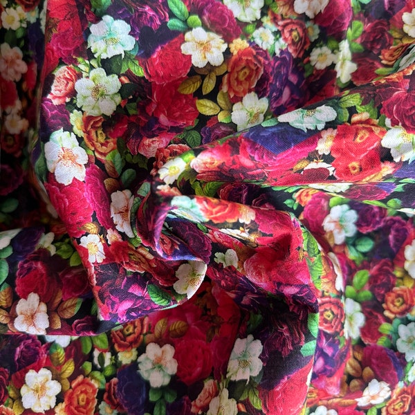 Bright Rainbow Floral Garden 44" Wide 100% Cotton Premium Quilting Fabric - Sold by the Yard