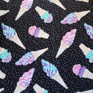 Galaxy Ice Cream Cones and Sprinkles 42" Wide 100% Cotton Super Snuggle Flannel Fabric - Sold by the Yard