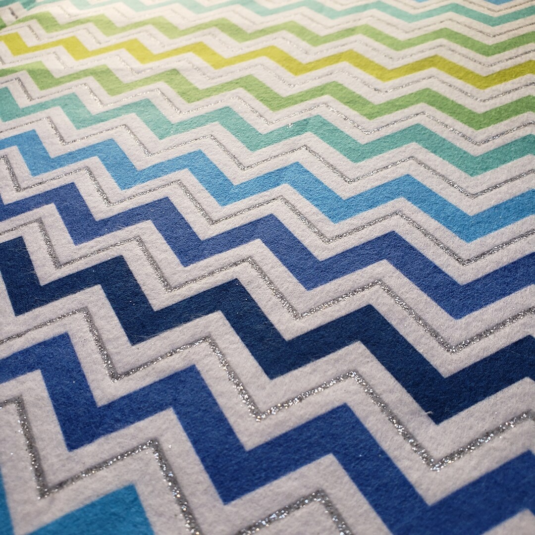 Blue and Green Ombre Chevron 42 Wide 100 Cotton Snuggle Flannel Fabric