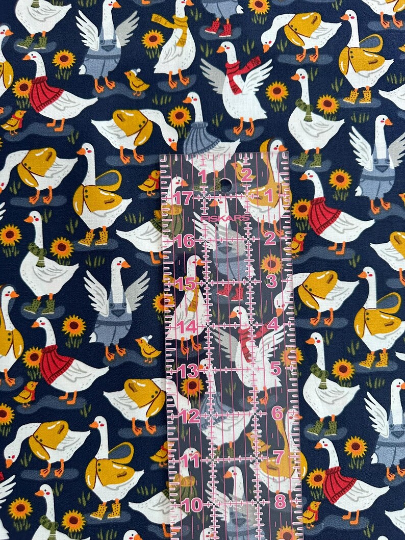Fashion Geese on Navy Blue 44 Wide 100 Cotton Novelty Fabric Sold by