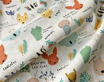 Wild Baby Animals on Beige 44" Wide 100% Cotton Novelty Fabric