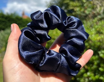 Midnight Blue Silk Scrunchie | Faux | Soft & Luxurious Deep Navy | That Scrunchie Brand