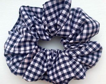 Navy Blue Gingham Scrunchie | Cotton | Handmade | That Scrunchie Brand