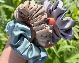 Pack of 3 Mini Satin Hair Scrunchies | Vegan/Faux Silk | Handmade, High Quality | That Scrunchie Brand