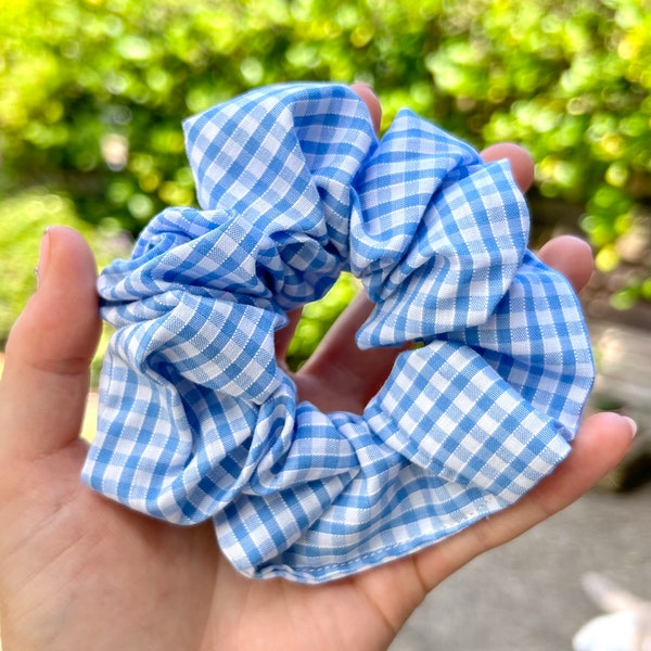 Blue Gingham Scrunchie | Baby Blue | Handmade | That Scrunchie Brand