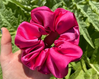 Hot Pink Satin Scrunchie | Vegan/Faux Silk | That Scrunchie Brand