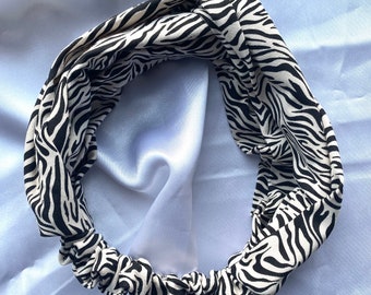 Zebra Print Twist/Knot Headband | Beige and Black | Elasticated and Soft | Handmade | That Scrunchie Brand