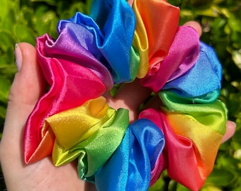 Rainbow Satin Scrunchie | Faux Silk | Pride Month | Colourful & Soft | That Scrunchie Brand