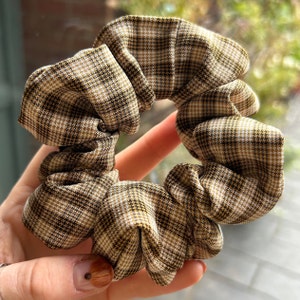 Brown and Yellow Checked Scrunchie | That Scrunchie Brand