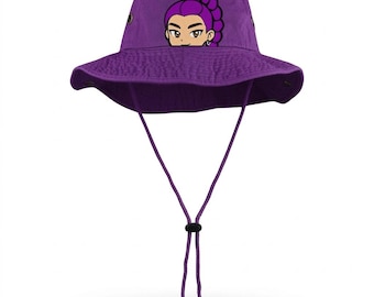 Wide Brim Huntrix K-pop Demon Hunter Drawstring Bucket Hat |Flocked HTV