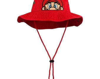 Mario & Friends Hat Bucket Hat |Flocked HTV