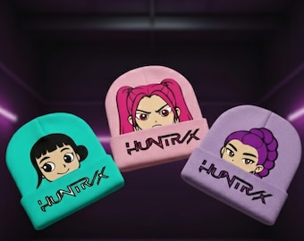 Huntrix K-pop Demon Hunter Beanie |Flocked HTV