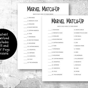 Avengers Trivia Printable, Avengers Birthday Party, Printable Marvel ...