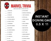 Avengers Trivia Printable Avengers Birthday Party Printable - Etsy