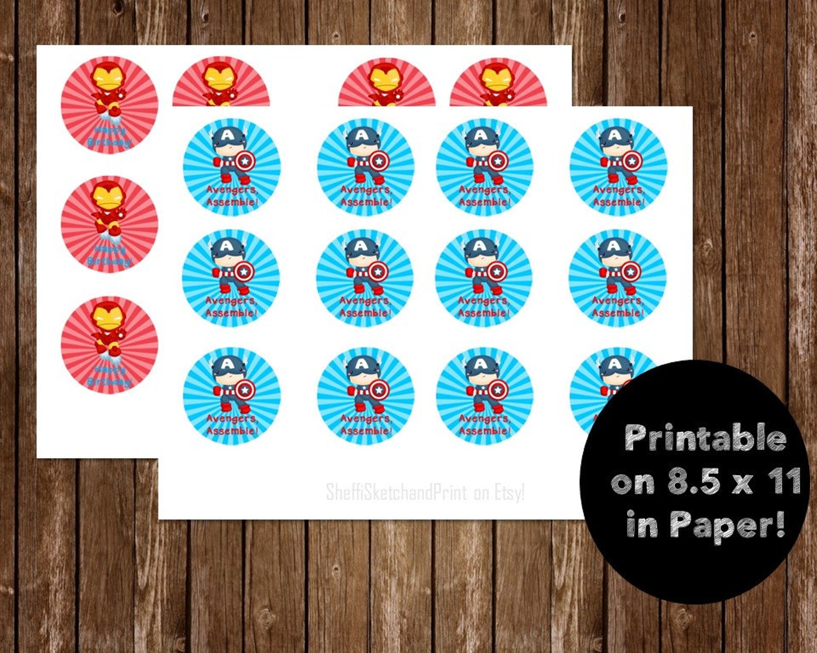 Printable Avengers Cupcake Toppers, Marvel Cupcake Toppers, Avengers