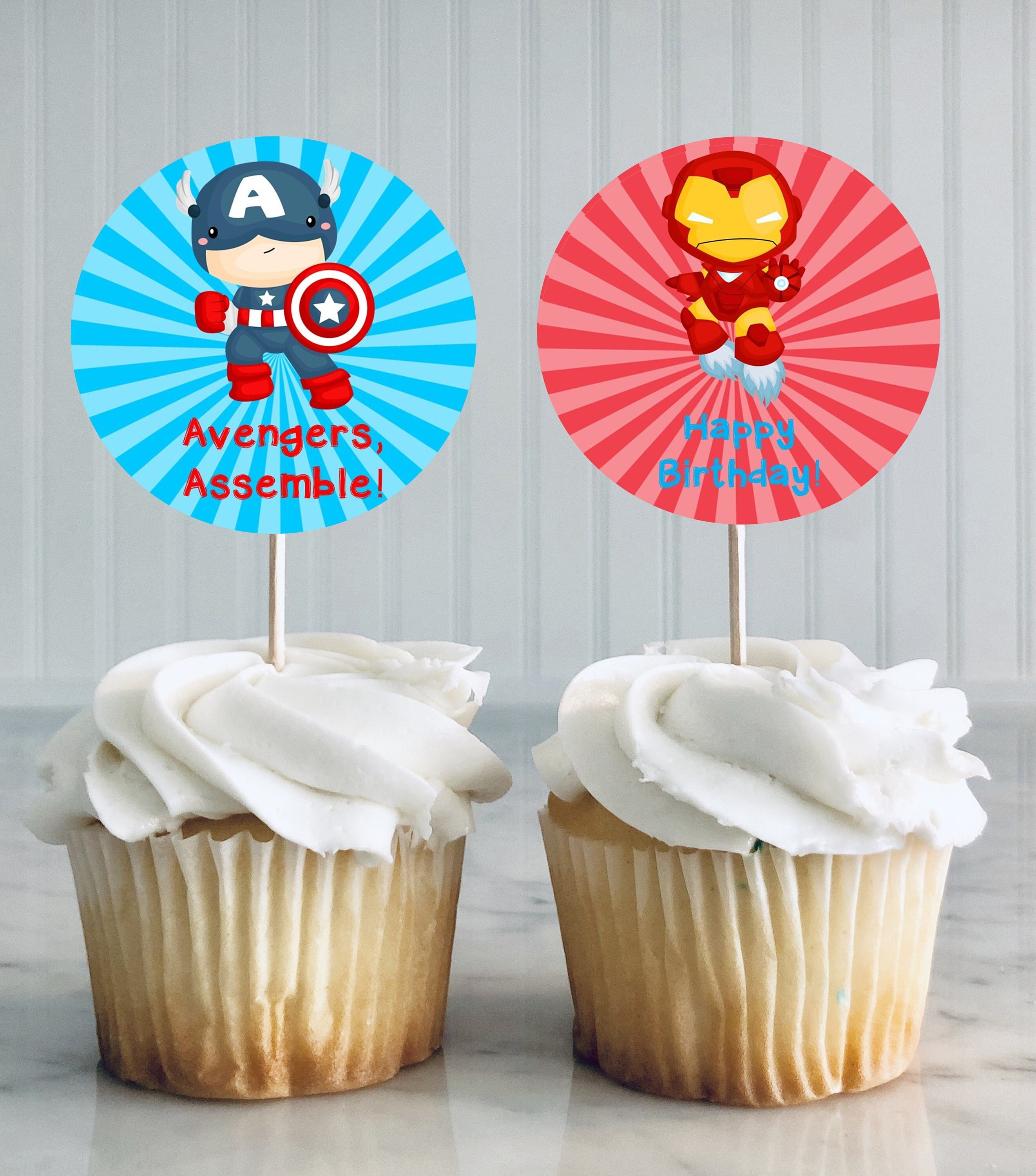 Printable Avengers Cupcake Toppers, Marvel Cupcake Toppers, Avengers