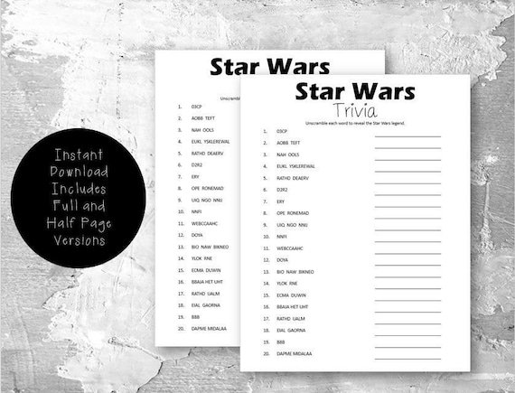 Printable Star Wars Trivia Printable Mandalorian Game Star - Etsy