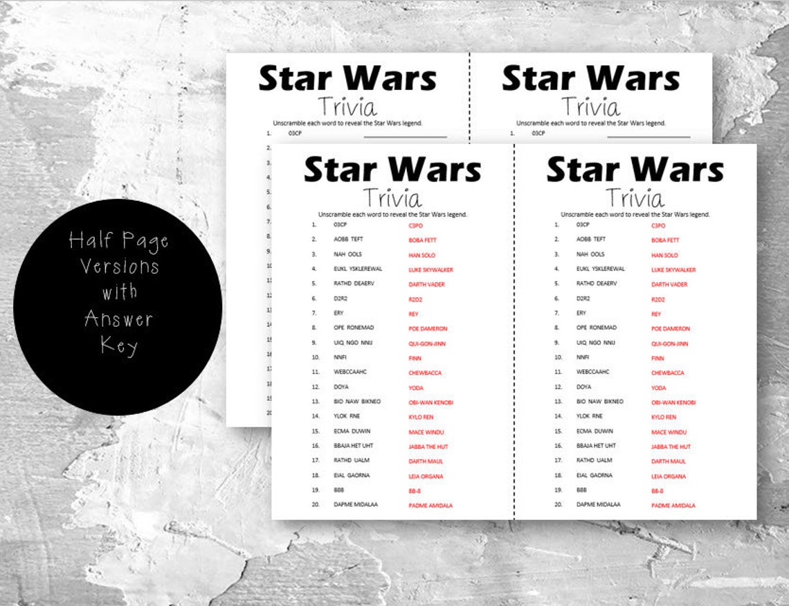 Printable Star Wars Trivia Printable Mandalorian Game Star Etsy Hong Kong
