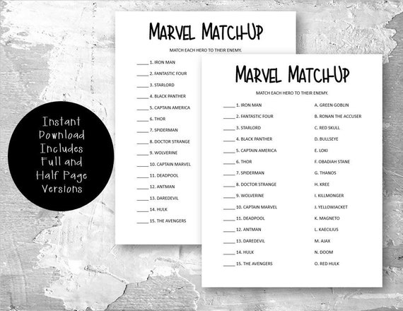 Avengers Trivia Printable Avengers Birthday Party Printable | Etsy