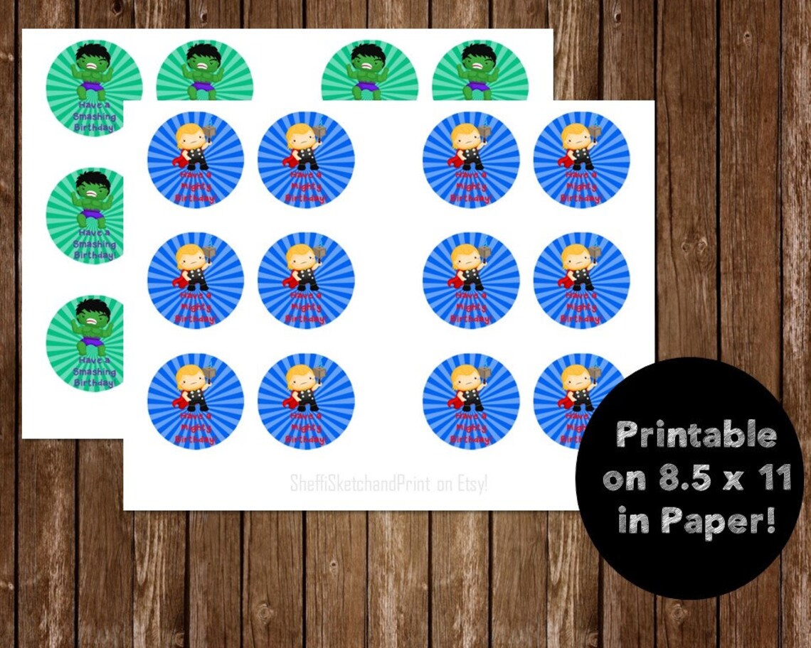 Printable Avengers Cupcake Toppers, Marvel Cupcake Toppers, Avengers