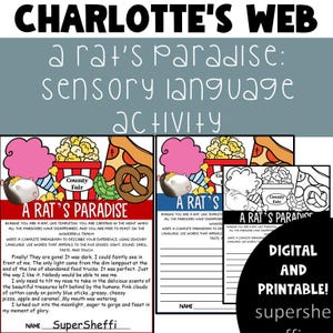 Charlotte's Web Novel Study Activity: A Rat's Paradise! Sensory Language