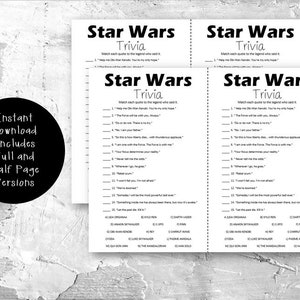 Printable Star Wars Trivia, Printable Mandalorian Game, Star Wars ...