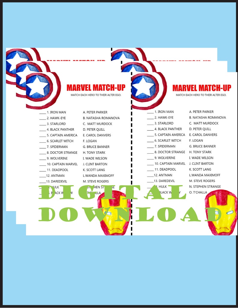 Printable Avengers Trivia Game Digital Download Printable | Etsy