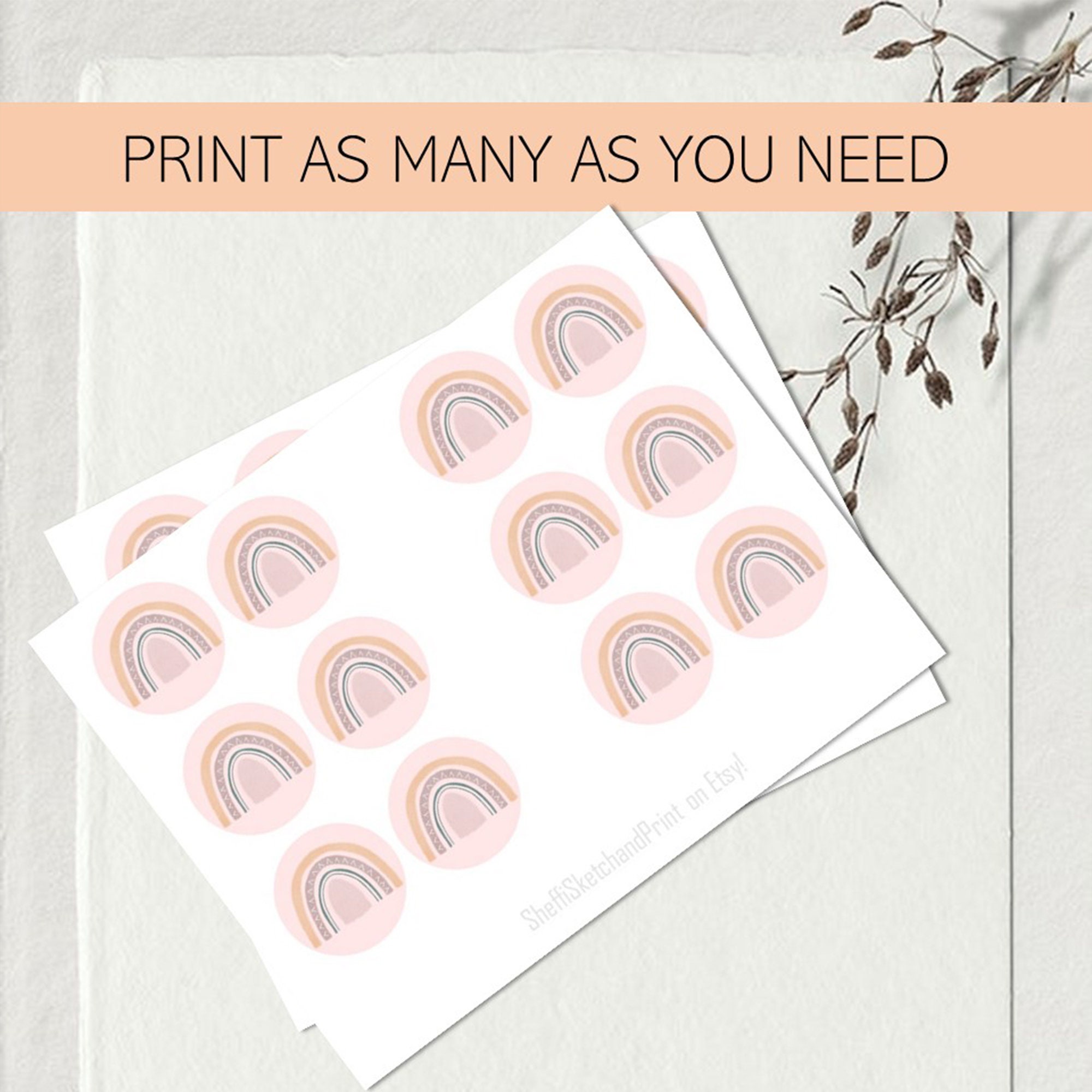 Rainbow Cupcake Toppers, Printable Cupcake Topper, Pink Rainbow 1st ...