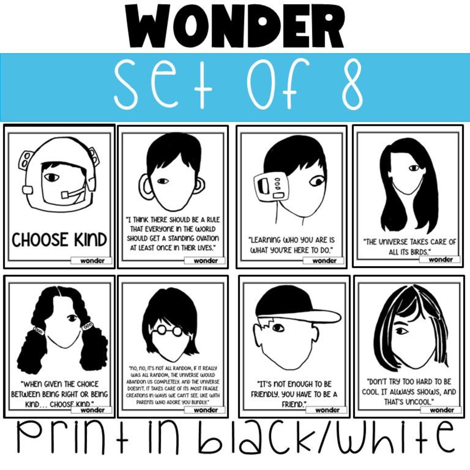 Wonder Novel Study: Printable Posters - Etsy